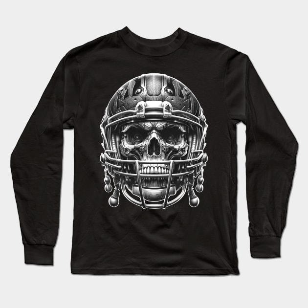Gridiron Ghoul: Skull in Helmet Long Sleeve T-Shirt by crazytshirtstore